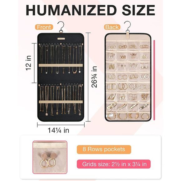 BAGSMART Hanging Jewelry Organizer Storage Roll with Hanger Metal Hooks … - Picture 5 of 9